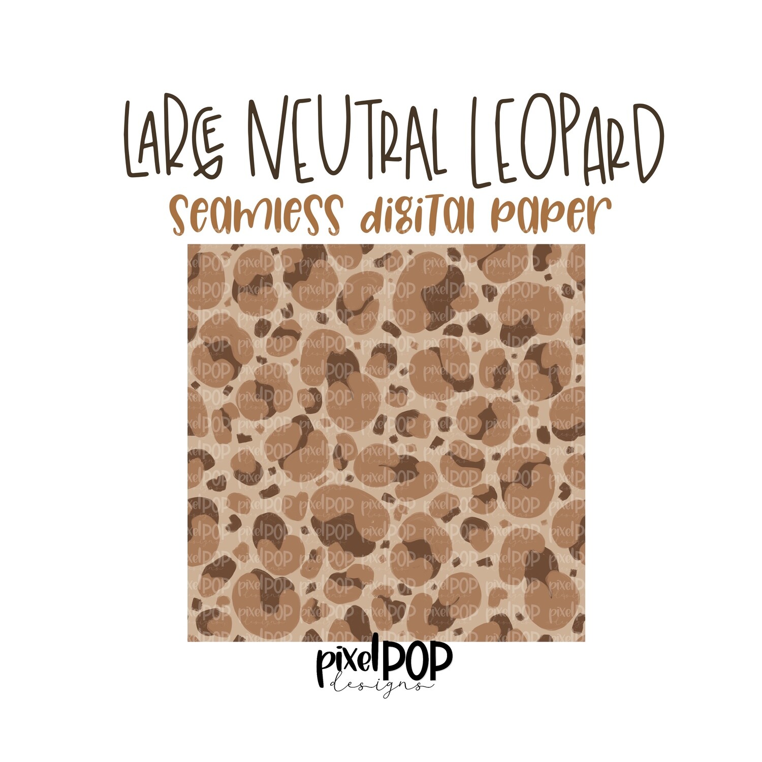 Large Neutral Leopard Print Digital Paper PNG | Leopard Digital | Hand Painted | Sublimation PNG | Digital Download | Digital Scrapbooking Paper