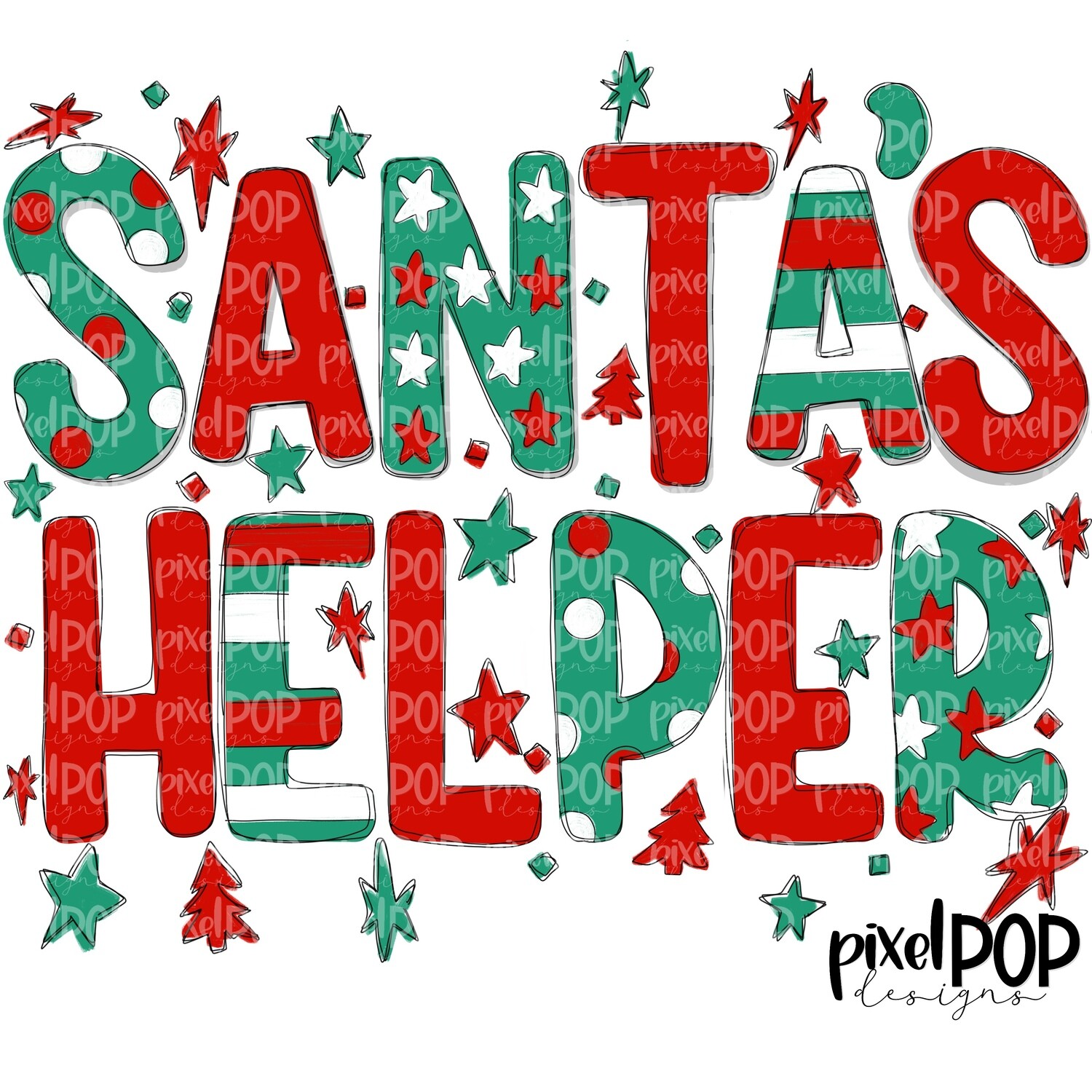 Santa's Helper Festive Hand Painted PNG | Christmas Design | Holiday | Art | Digital Print | Printable | Clip Art