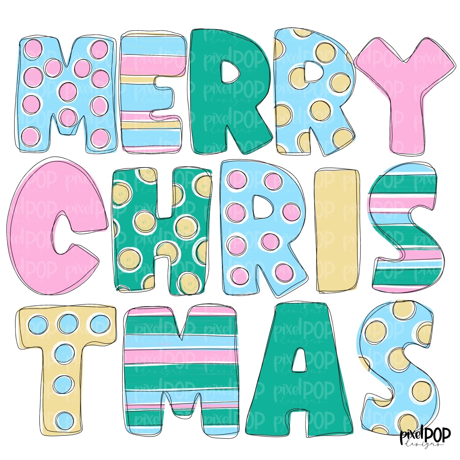 Merry Christmas Pastel PNG | Christmas Art | Christmas | Santa Clip Art | Christmas Design | Christmas | Digital Download | Printable Artwork | Art