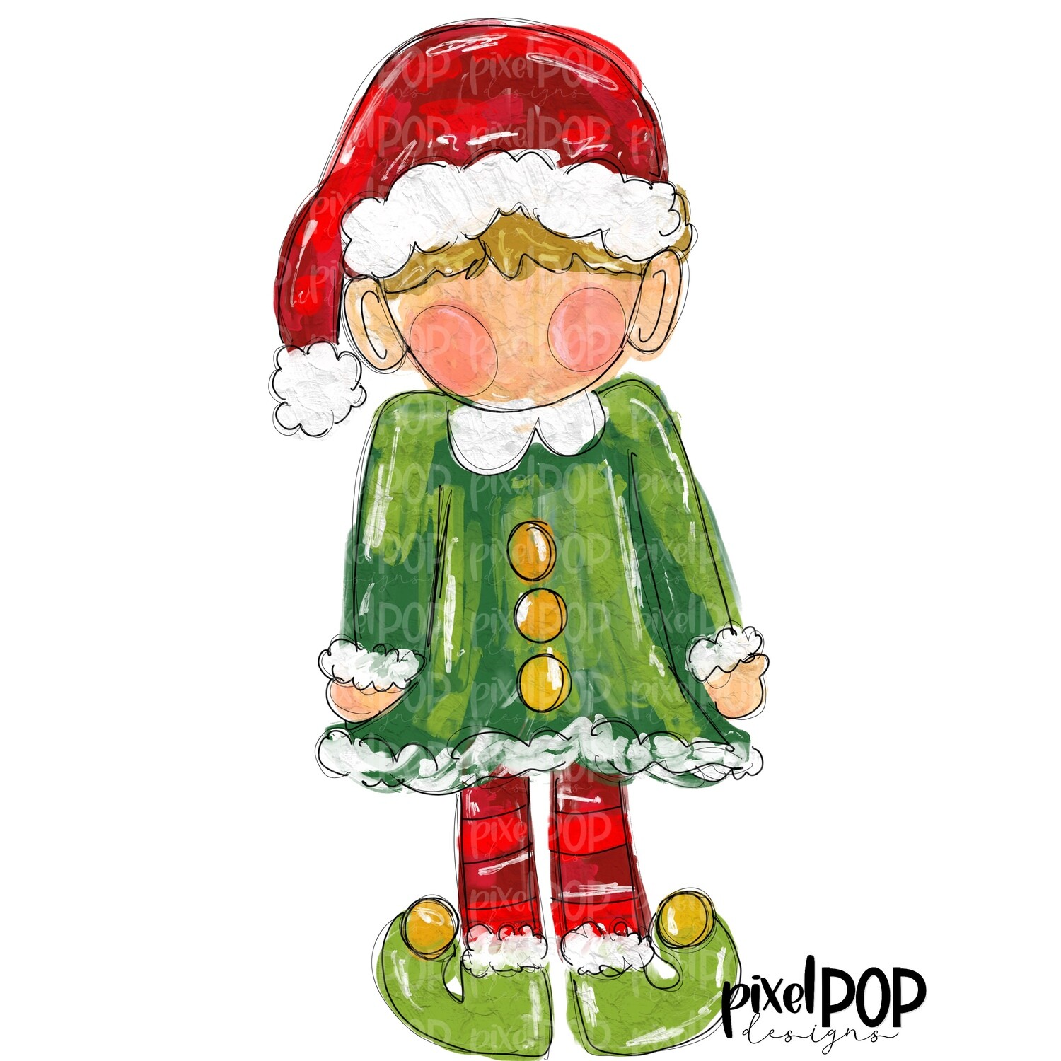 Textured Elf, Boy, Blonde Christmas | Happy Holidays Sublimation PNG | Hand Drawn Art | Sublimation PNG | Digital Download | Printable Artwork | Merry