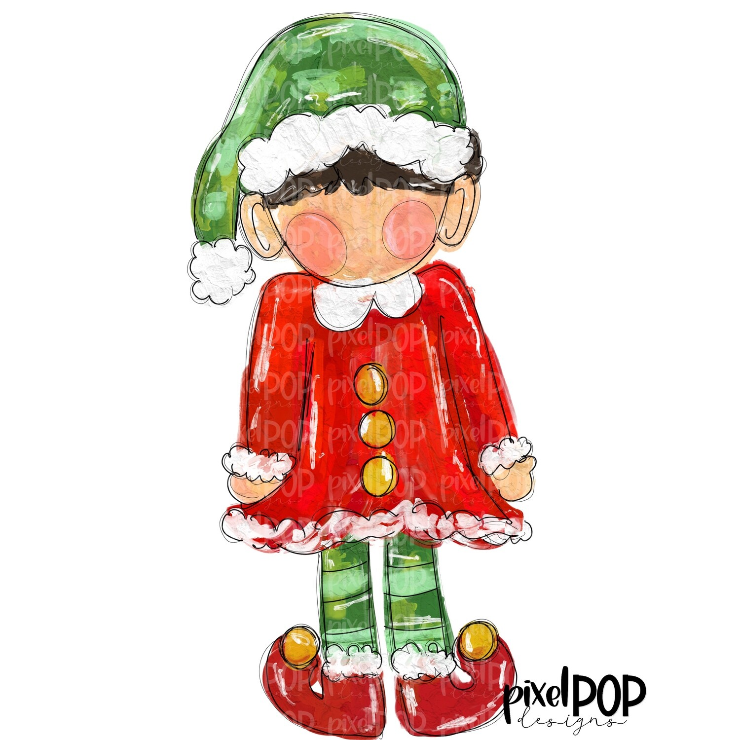 Textured Elf, Boy, Black Christmas | Happy Holidays Sublimation PNG | Hand Drawn Art | Sublimation PNG | Digital Download | Printable Artwork | Merry