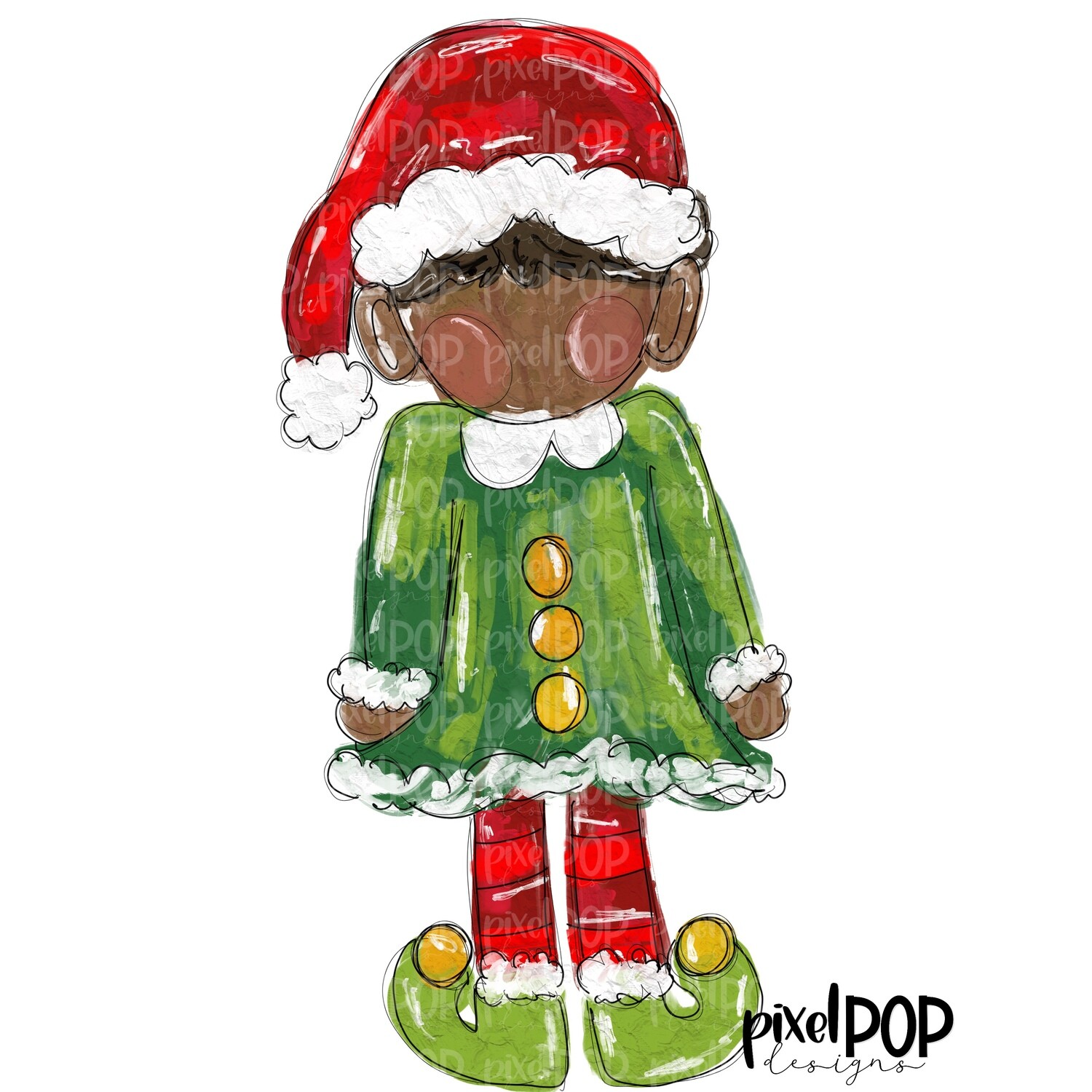 Textured Elf, Boy, Dark Christmas | Happy Holidays Sublimation PNG | Hand Drawn Art | Sublimation PNG | Digital Download | Printable Artwork | Merry