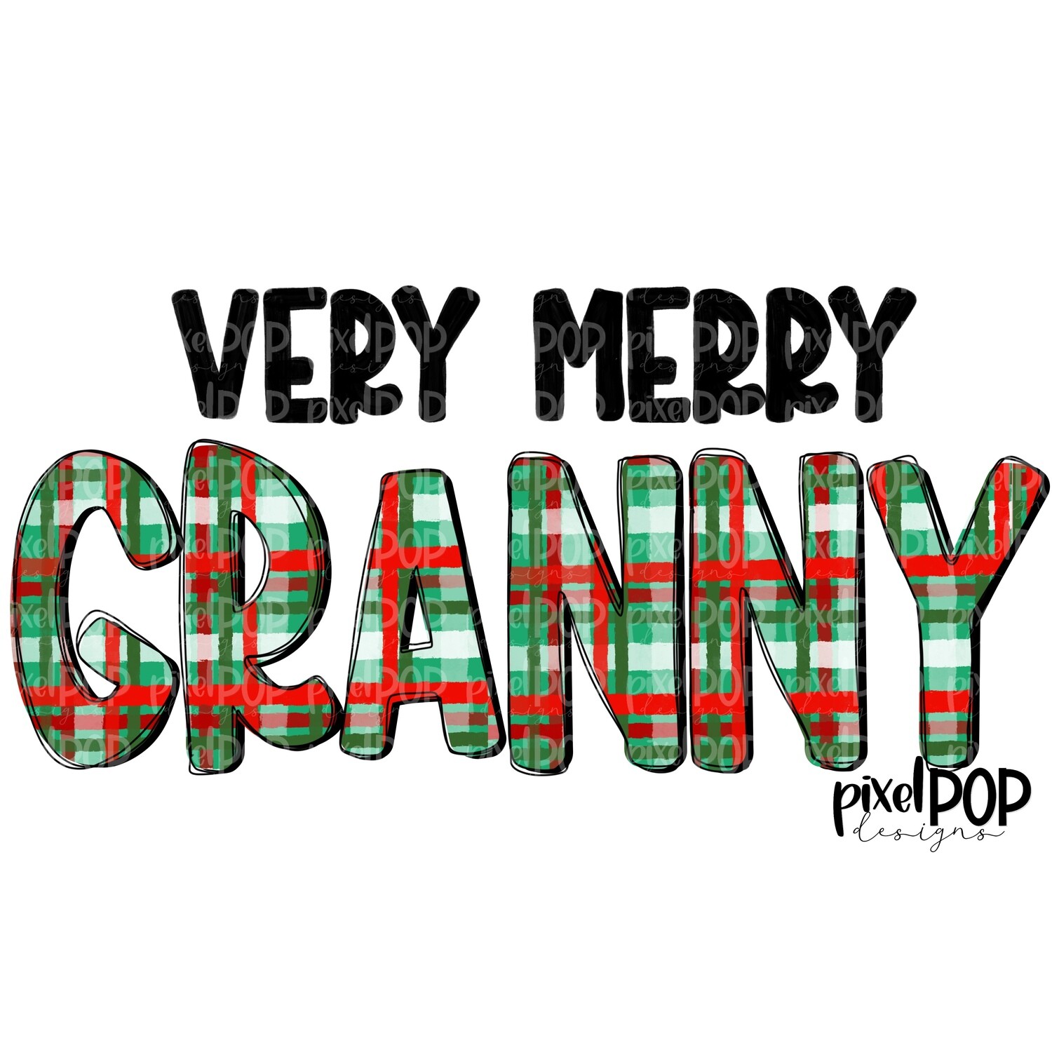 Very Merry Granny Christmas PLAID PNG | Christmas Design | Sublimation Art | Digital Download | Printable Artwork | Art