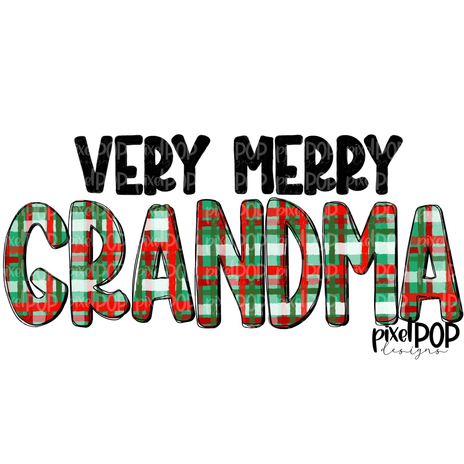 Very Merry Grandma Christmas PLAID PNG | Christmas Design | Sublimation Art | Digital Download | Printable Artwork | Art