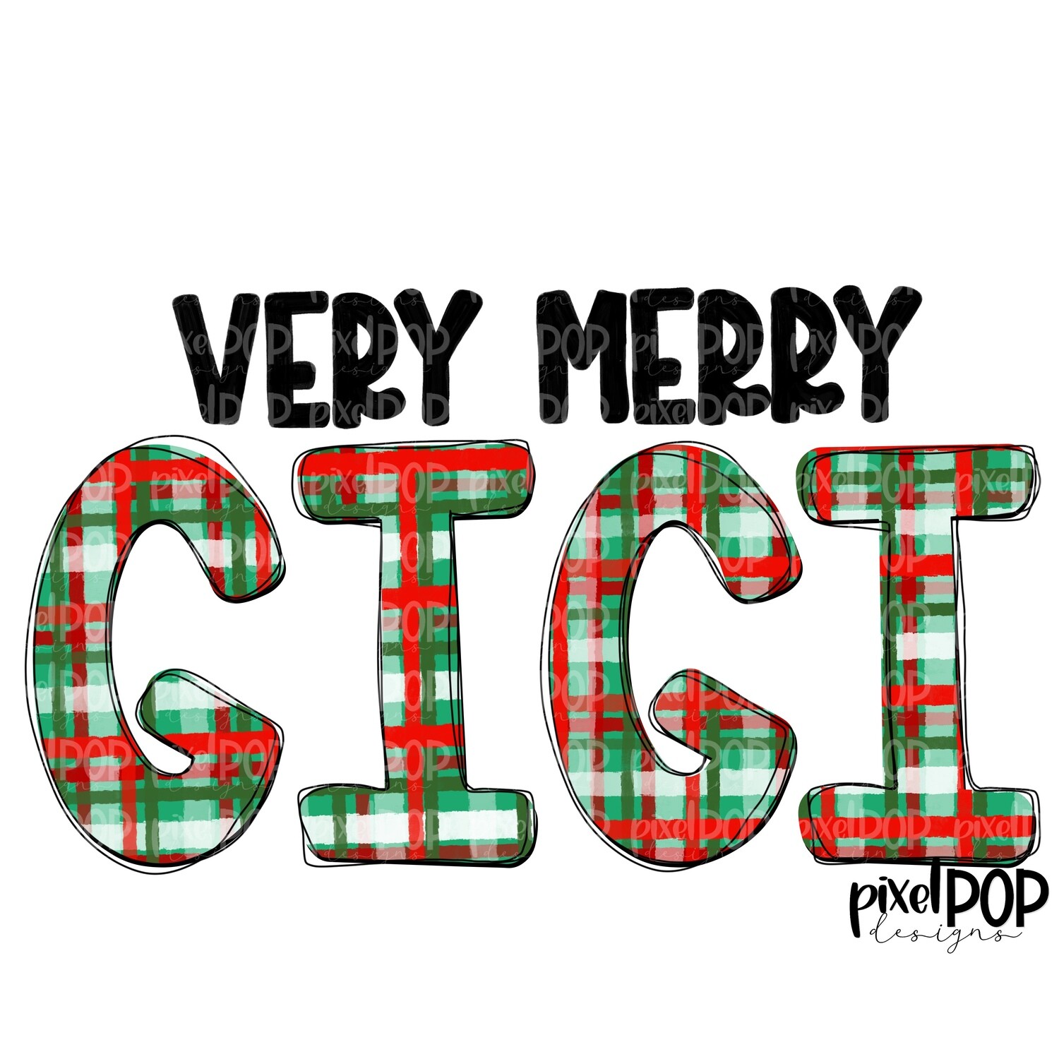 Very Merry Gigi Christmas PLAID PNG | Christmas Design | Sublimation Art | Digital Download | Printable Artwork | Art