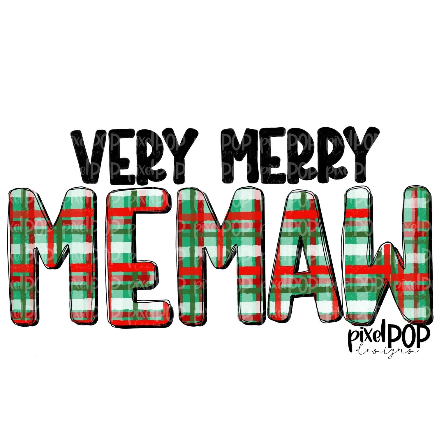 Very Merry Memaw Christmas PLAID PNG | Christmas Design | Sublimation Art | Digital Download | Printable Artwork | Art