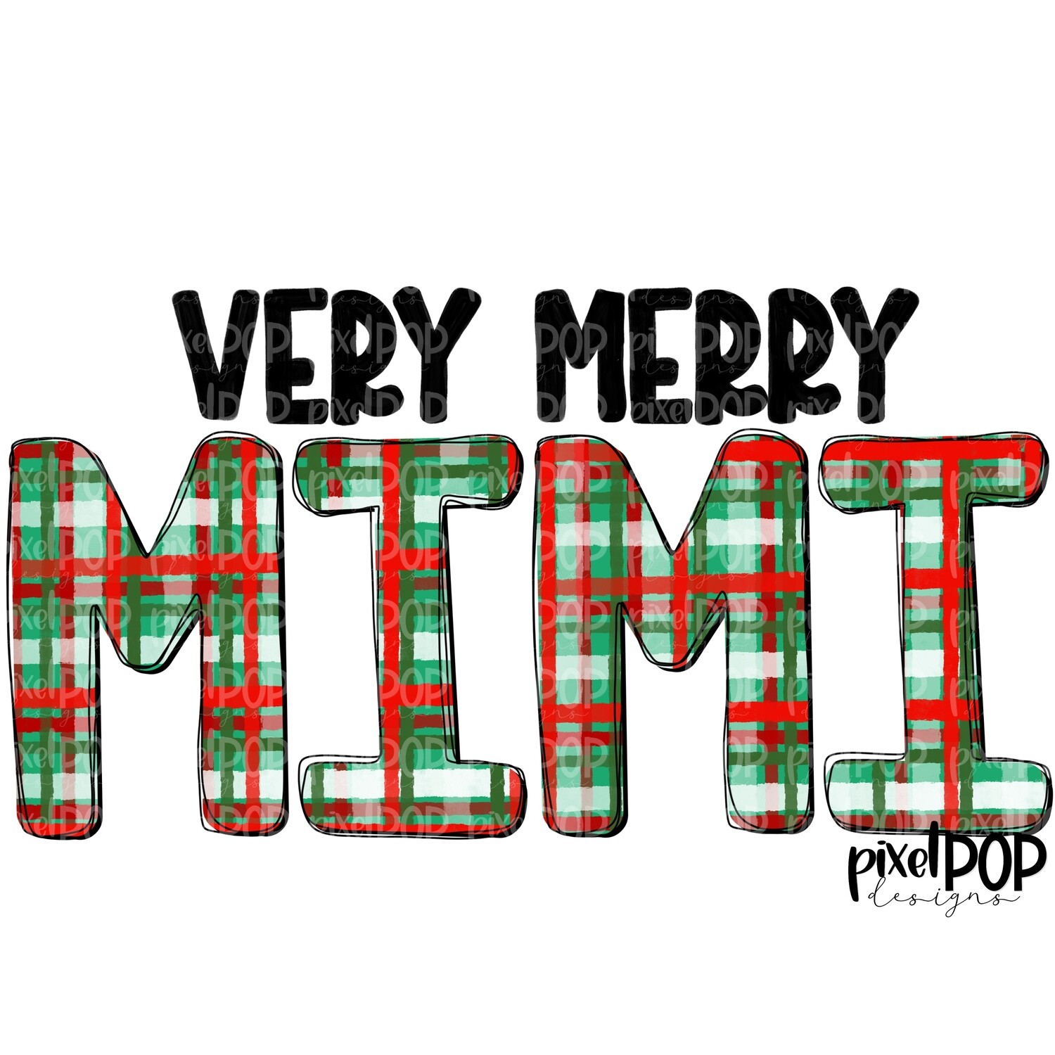 Very Merry Mimi Christmas PLAID PNG | Christmas Design | Sublimation Art | Digital Download | Printable Artwork | Art