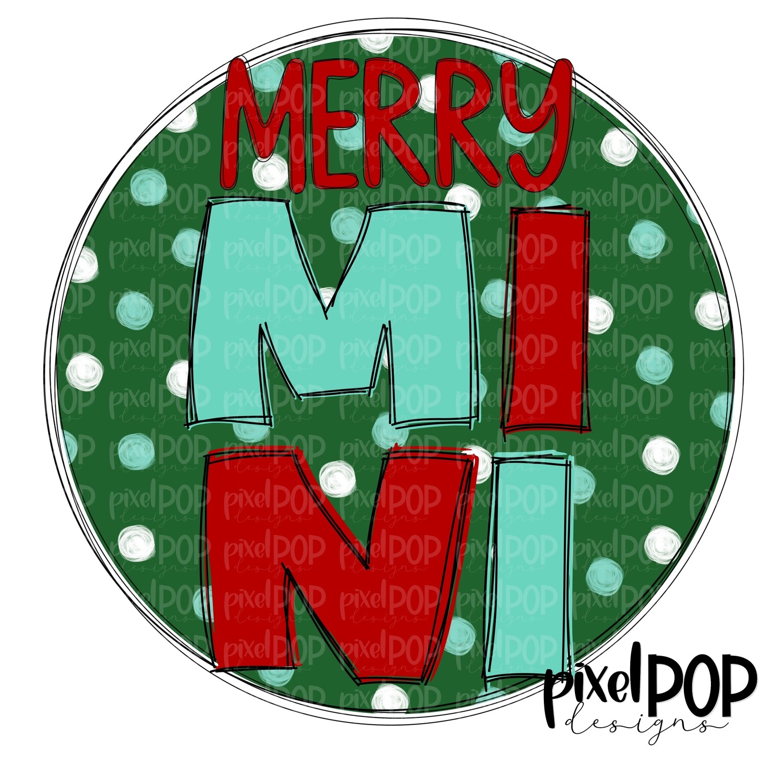 Merry Mini Christmas Circle PNG Art | Holiday Design | Sublimation PNG | Digital Download | Printable Artwork | Art