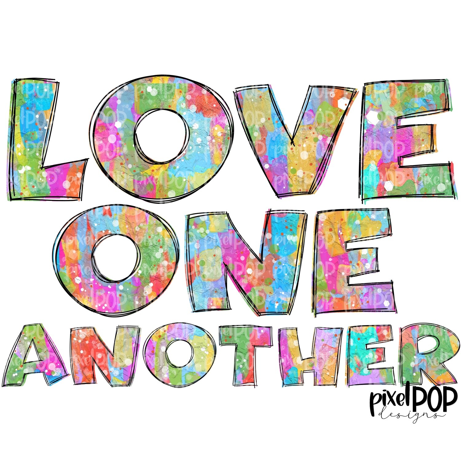 Love One Another Colorful PNG | Religious Art PNG | Sublimation PNG | Digital Download | Printable Art | Clip Art