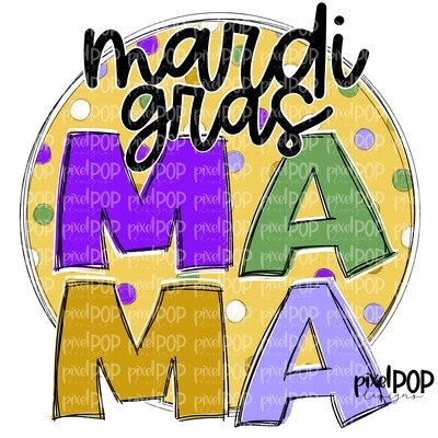Mardi Gras Mama Circle PNG | New Orleans Art | Hand Painted Design | Mardi Gras Design | Digital Download