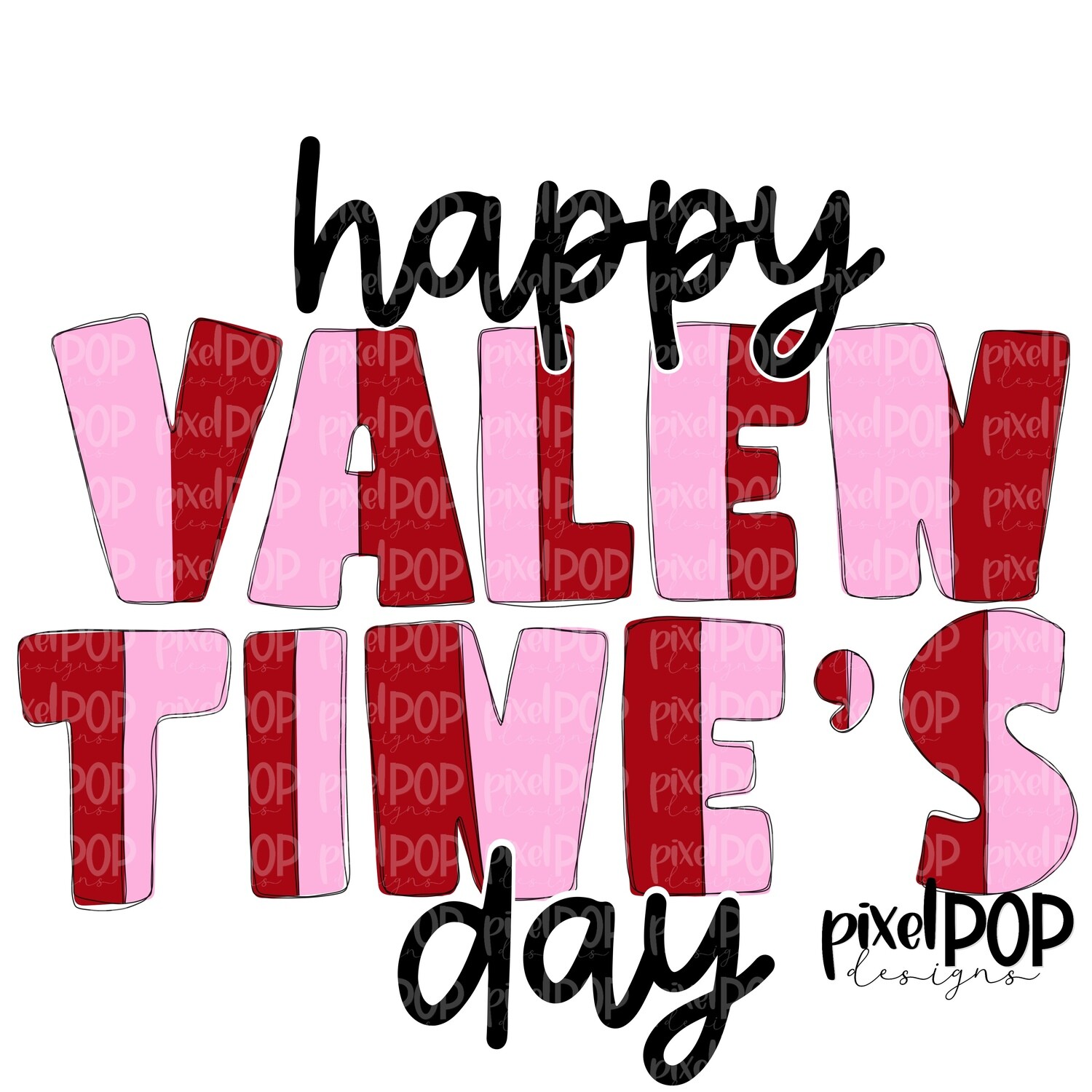 Happy Valentine's Day Colorblock Watercolor Sublimation PNG | Valentine Day Art | Printable Valentine | Digital Download | Printable Art | Clip Art