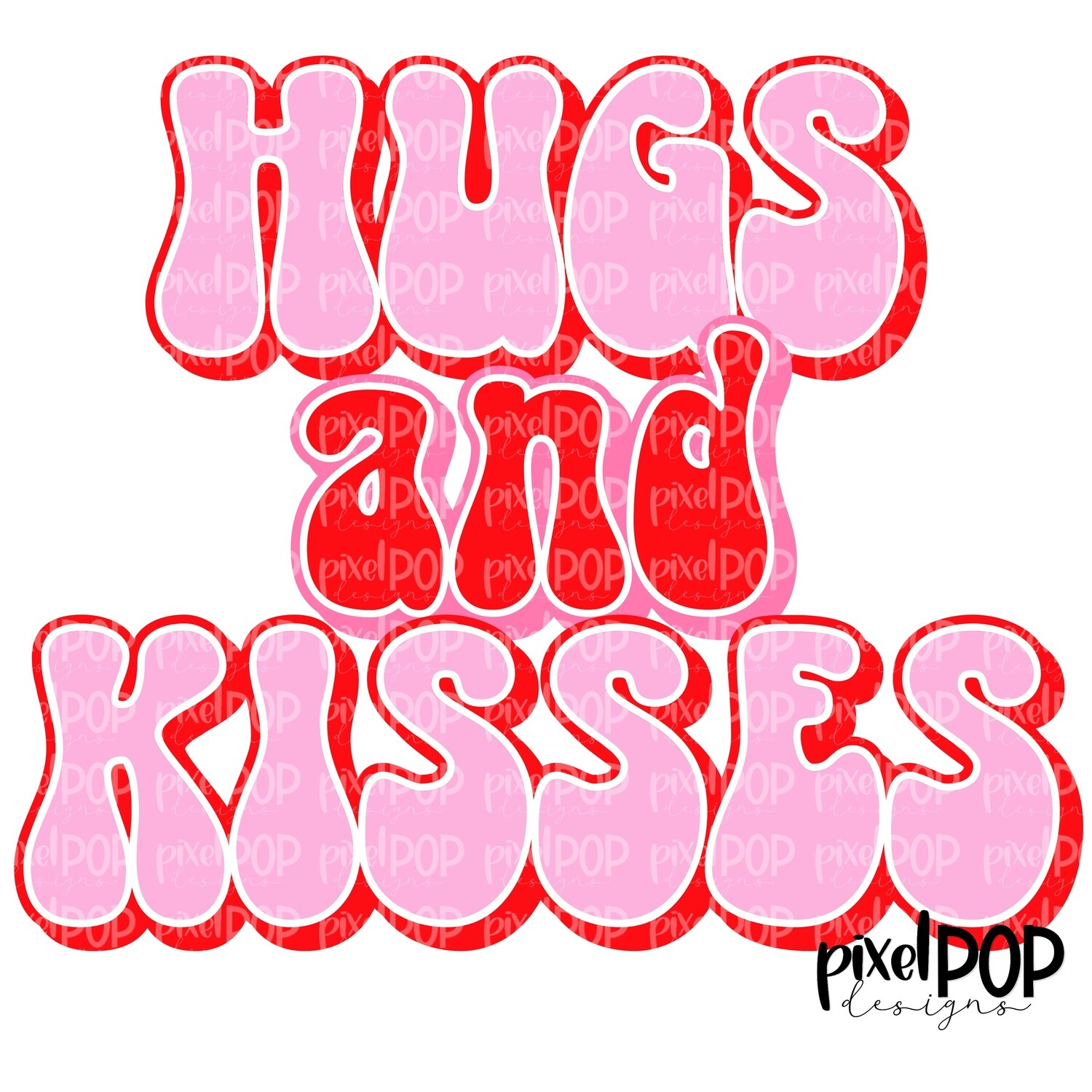 Hugs and Kisses Valentine Sublimation PNG | Valentine Day Art | Hand Painted Art | Digital Download | Printable Art | Clip Art