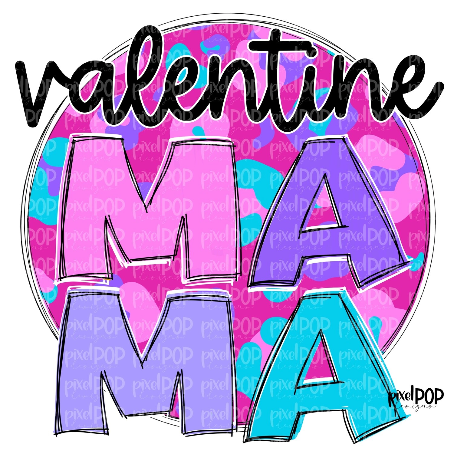 Valentine Mama Leopard Circle PNG | Valentine Hearts | Sassy Valentine Design Heart | Hand Painted Art | Digital Design | Printable Art