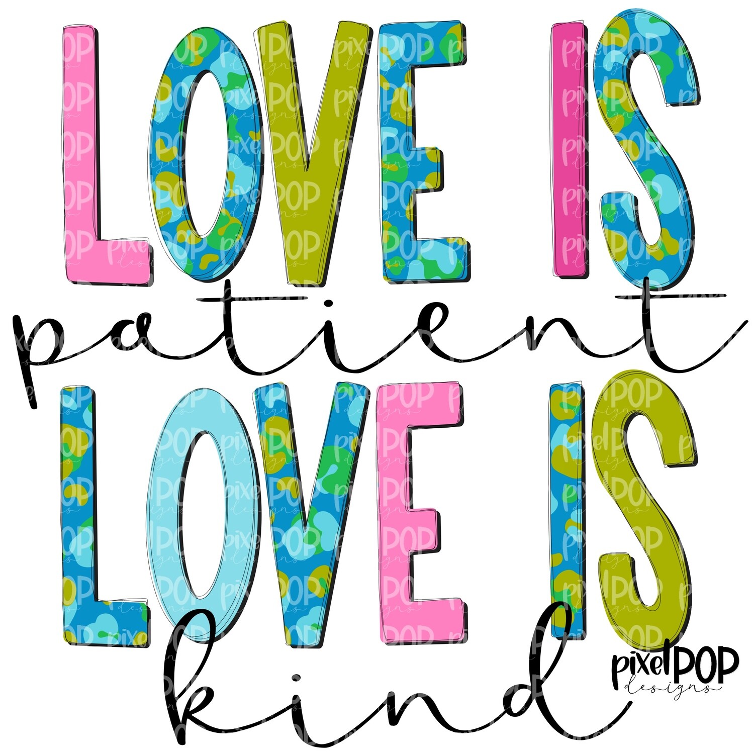 Love is Patient Leopard PNG | Love is Kind | Valentines Day Art | Bible Verse | Digital Download | Printable Art | Clip Art