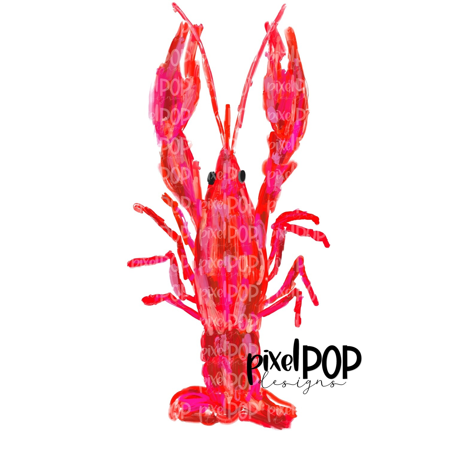 Painterly Crawfish Art PNG | Crawfish Clip Art | New Orleans | Hand Painted Design | Mardi Gras Design | Digital Download | Clip Art