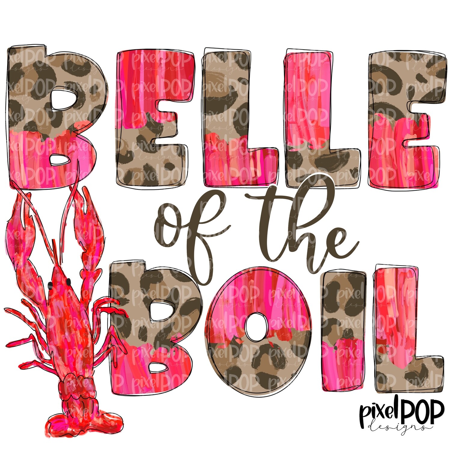 Belle of the Boil Crawfish Art PNG | Crawfish Clip Art | New Orleans | Hand Painted Design | Mardi Gras Design | Digital Download | Clip Art