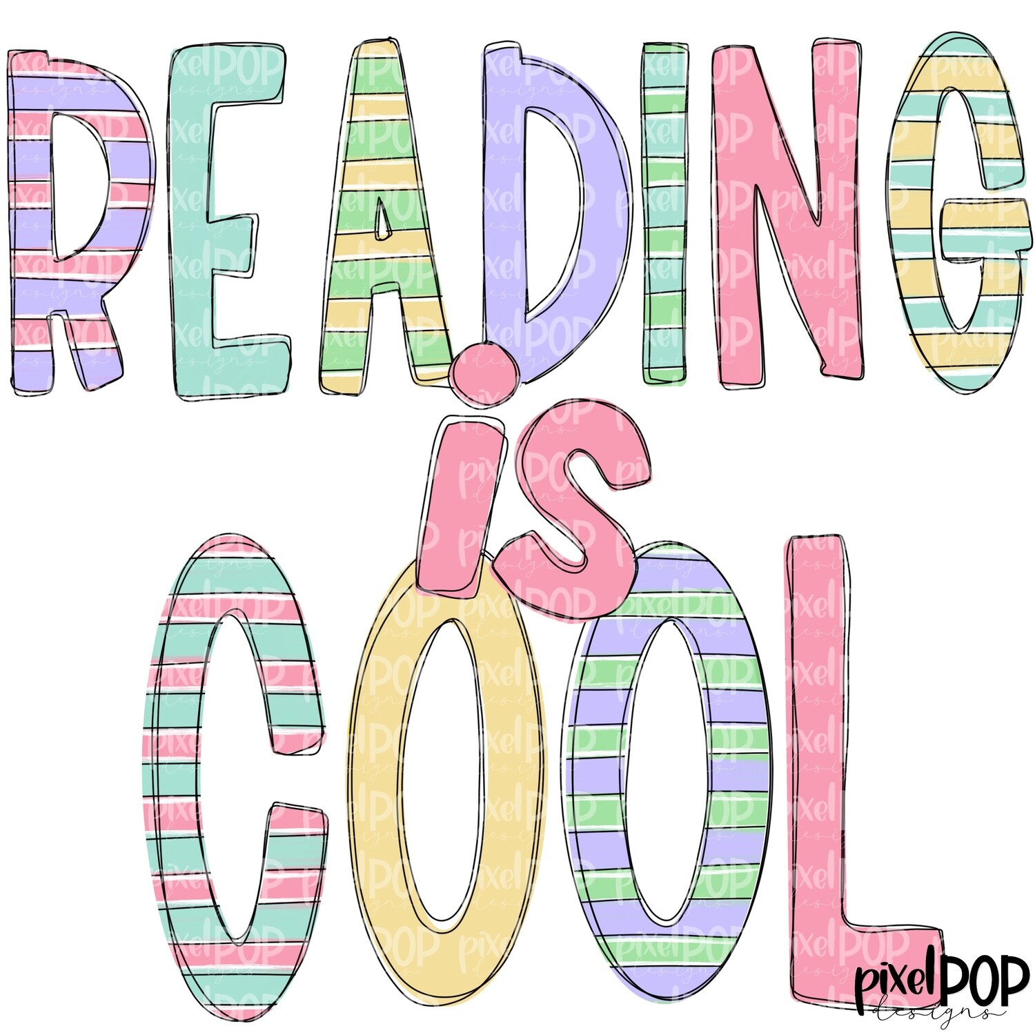 Reading is Cool Pink PNG  | Hand Drawn Design | Sublimation PNG | Digital Download | Read Across America | Reading