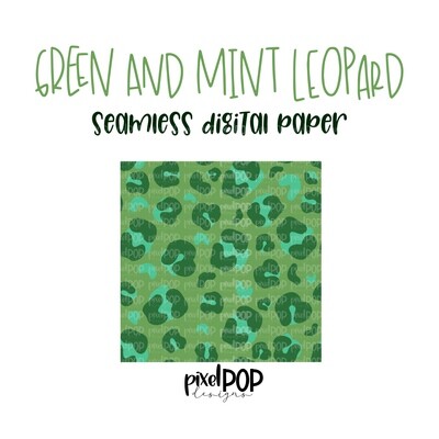 Mint and Green Leopard Seamless Digital Paper PNG | Digital | Hand Painted | Sublimation PNG | Digital Download | Digital Scrapbooking Paper