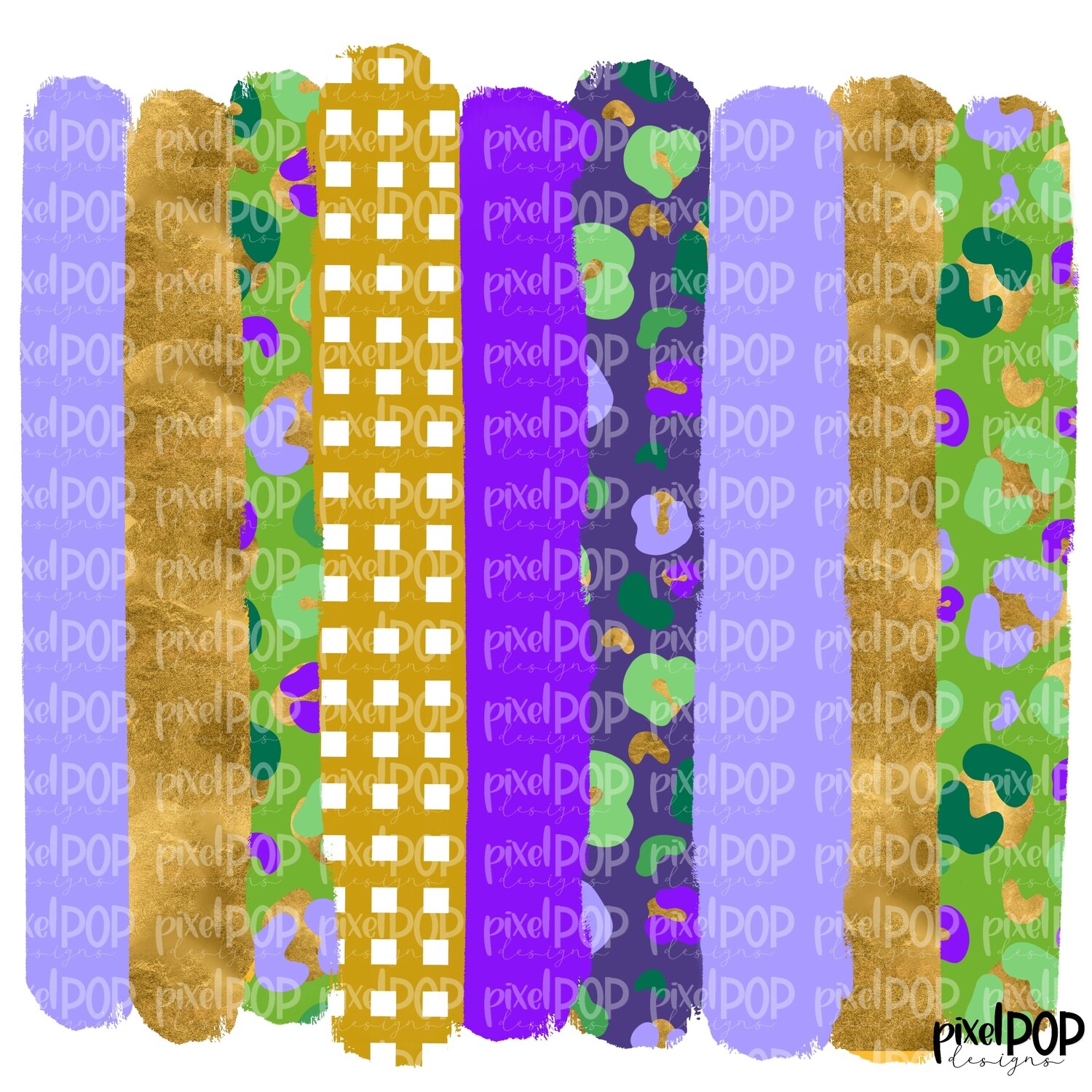 Mardi Gras Purple Green Brushed Gold Leopard Print Brush Stroke Background Sublimation PNG | Plaid Background | Golden | Transfer | Digital Print | Printable | Clip Art