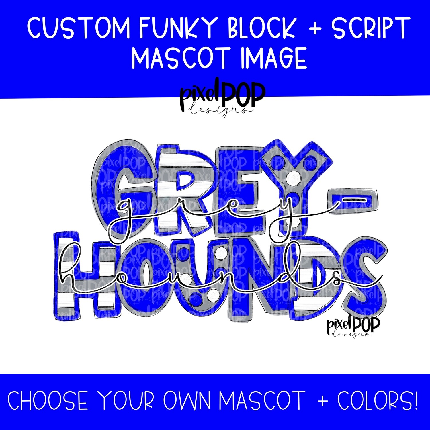 Custom Funky Block + Script School Mascot Image Request