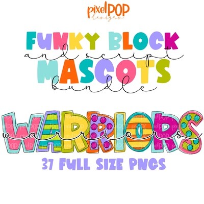 Funky Block + Script Mascots Bundle - 37 Designs