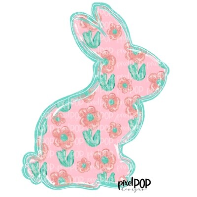 Sweet Floral Bunny Silhouette PNG | Bunny | Floral Flowers | Easter Design | Bunny Design | Easter PNG | Sublimation Design | Digital Art