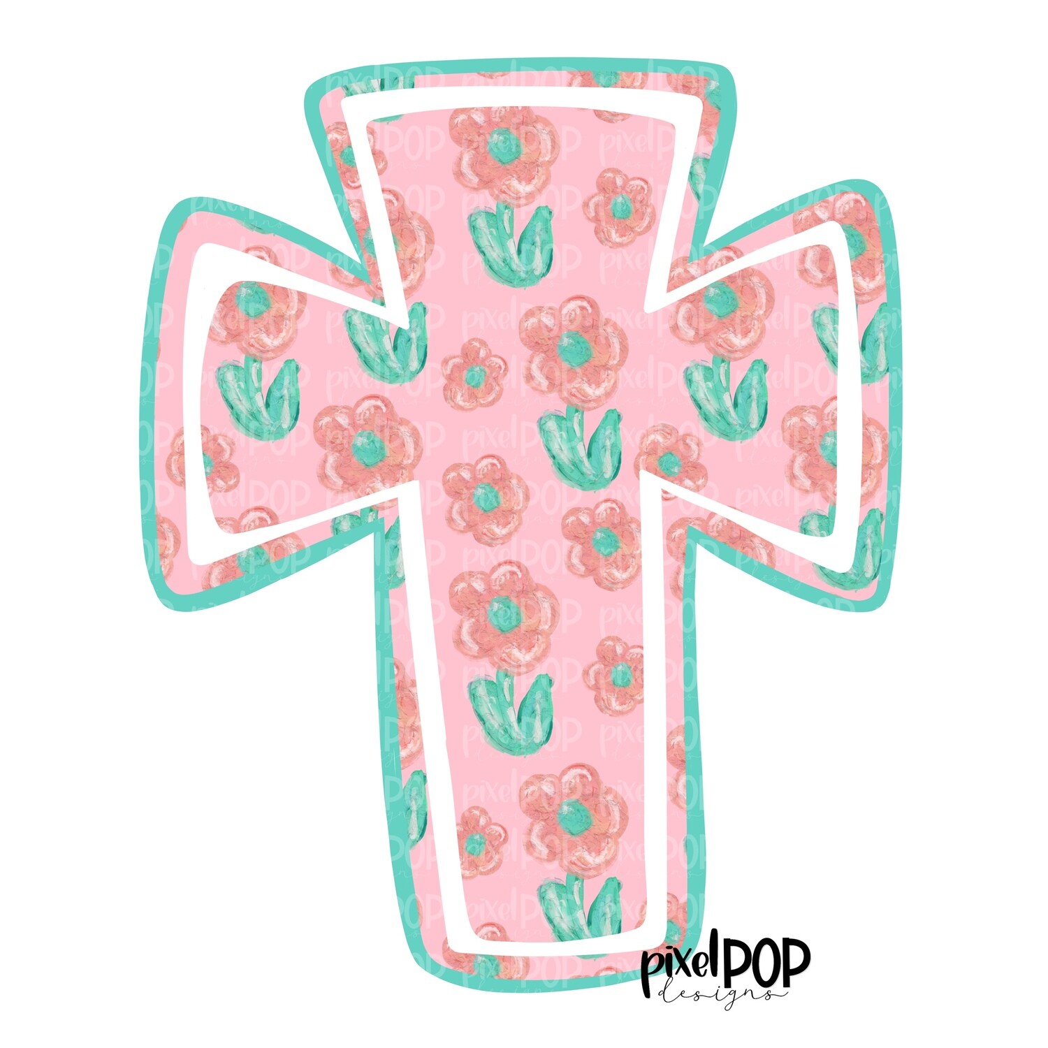 Sweet Floral Cross PNG | Cross | Floral Flower Cross | Religious Sublimation | Pray | Hand Painted Digital Art | Digital Design
