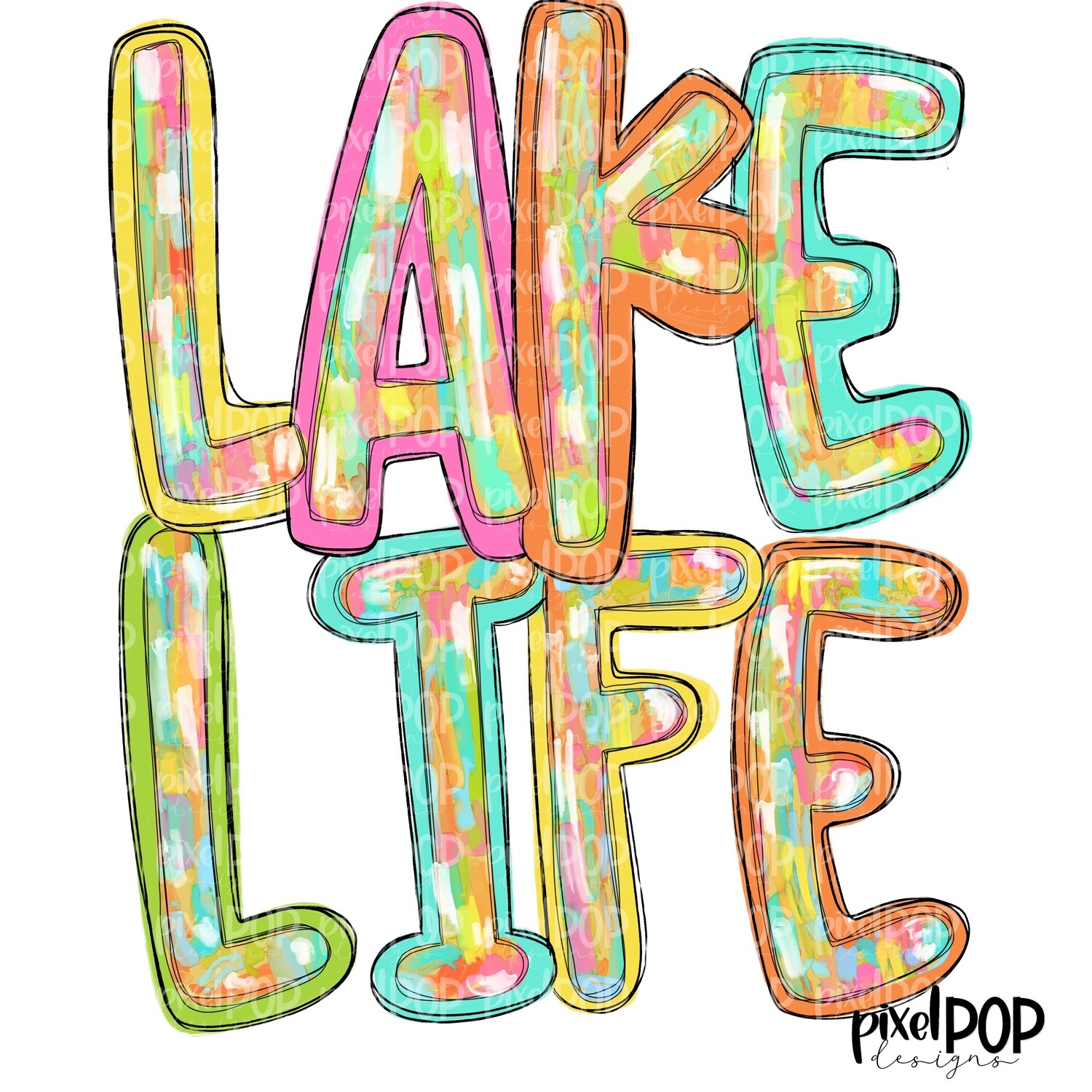 Lake Life Acrylic Strokes PNG | Lake | Summer Design | Sublimation Design | Hand Drawn Art | Digital Download | Printable Art | Clip Art