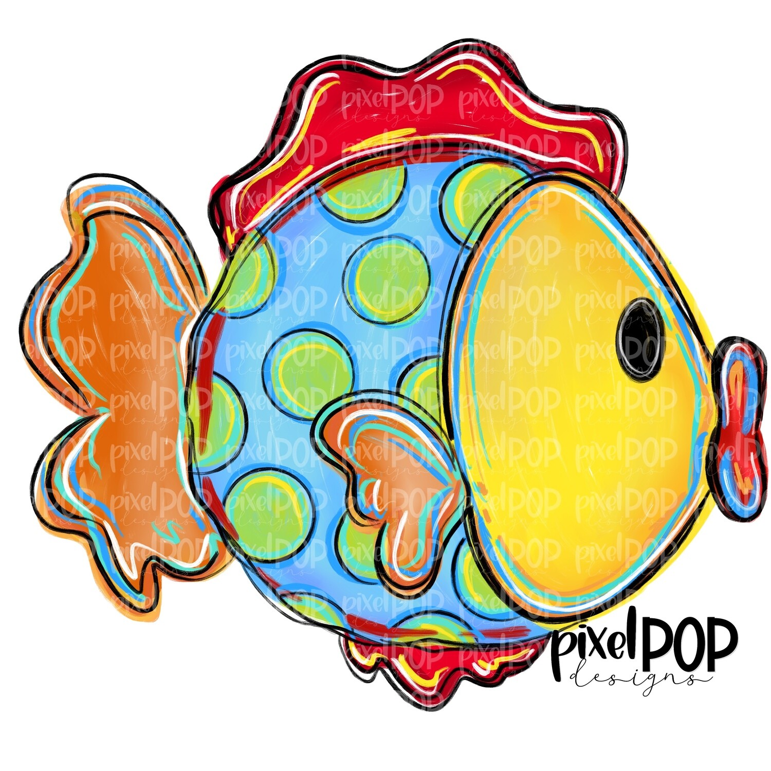 Tropical Polka Dot Fish Boy PNG | Fish | Fish Art | Fish Sublimation | Fish Design | Tropical Fish Clip Art | Fish Doodle | Digital Fish Art