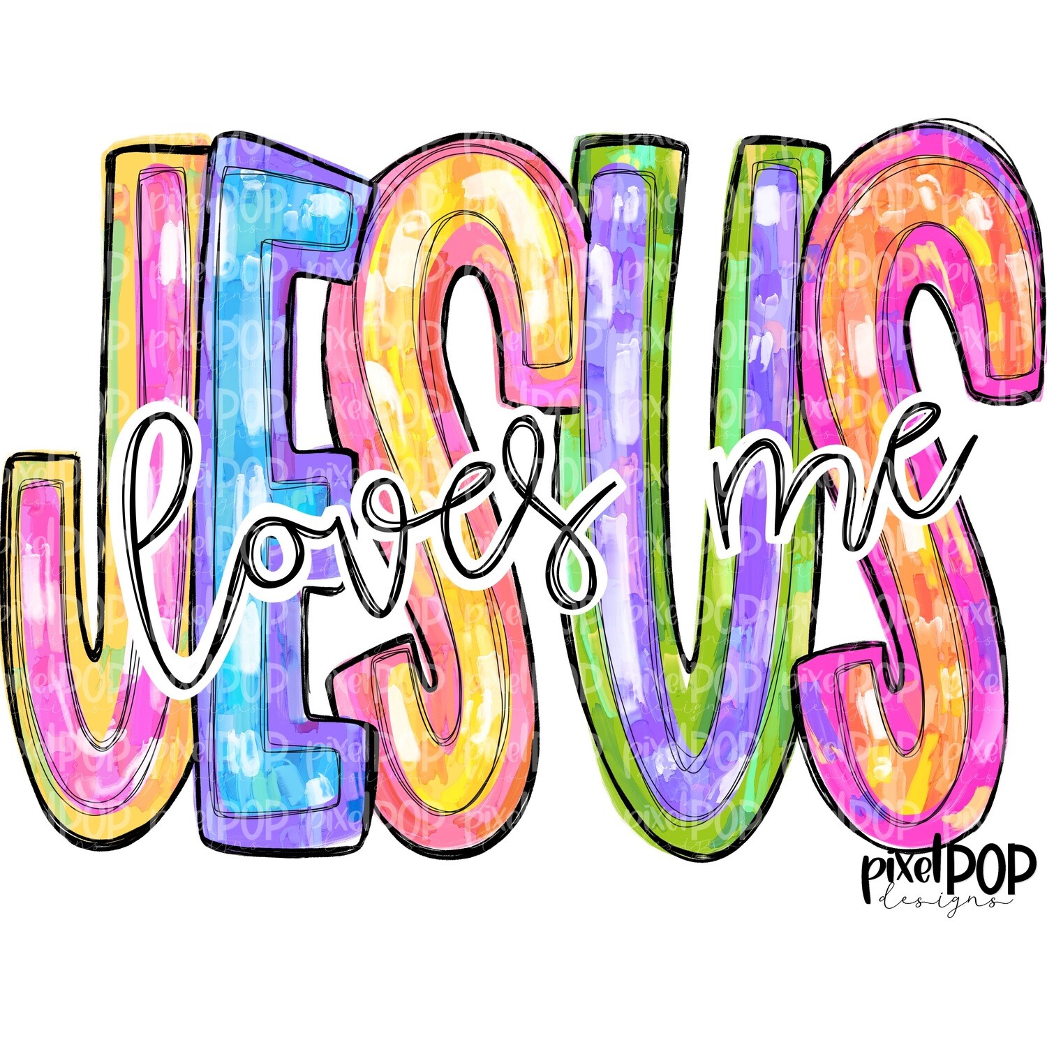 Jesus Loves Me Messy Paint PNG | Religious Art | Art | Leopard Brush Strokes | Hand Painted | Digital Background | Printable