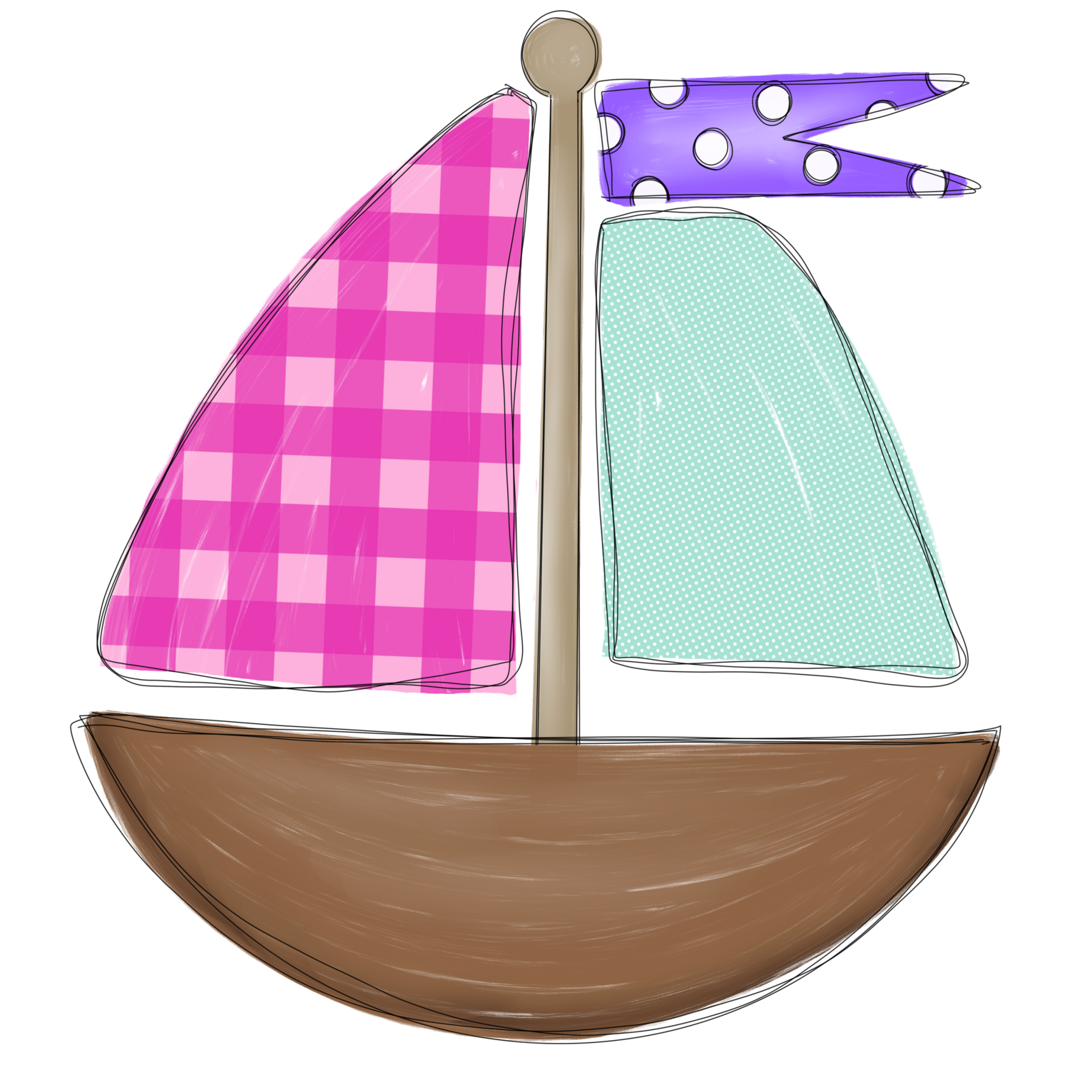 Pink Gingham Sailboat PNG | Sublimation Design | Sailboat Sublimation | Sailboat | Nautical Clip Art | Boat | Pastel Sailboat | Pastel Boats