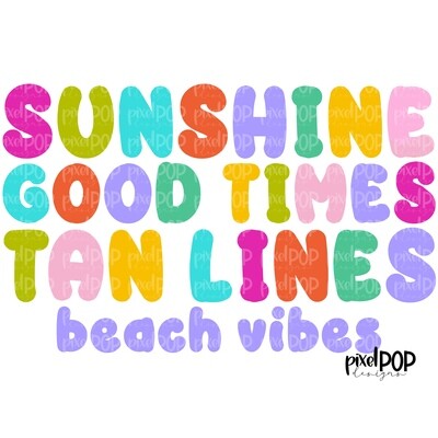 Beach Vibes Good Times Colorful PNG | Pink Flamingo Sublimation | Hand Painted Bird | Watercolor Bird Digital Download | Printable Art | Clip Art