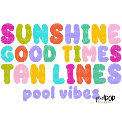 Pool Vibes Good Times Colorful PNG | Pool Vibes | Summer | Warm Weather | Digital Download | Printable Art | Clip Art