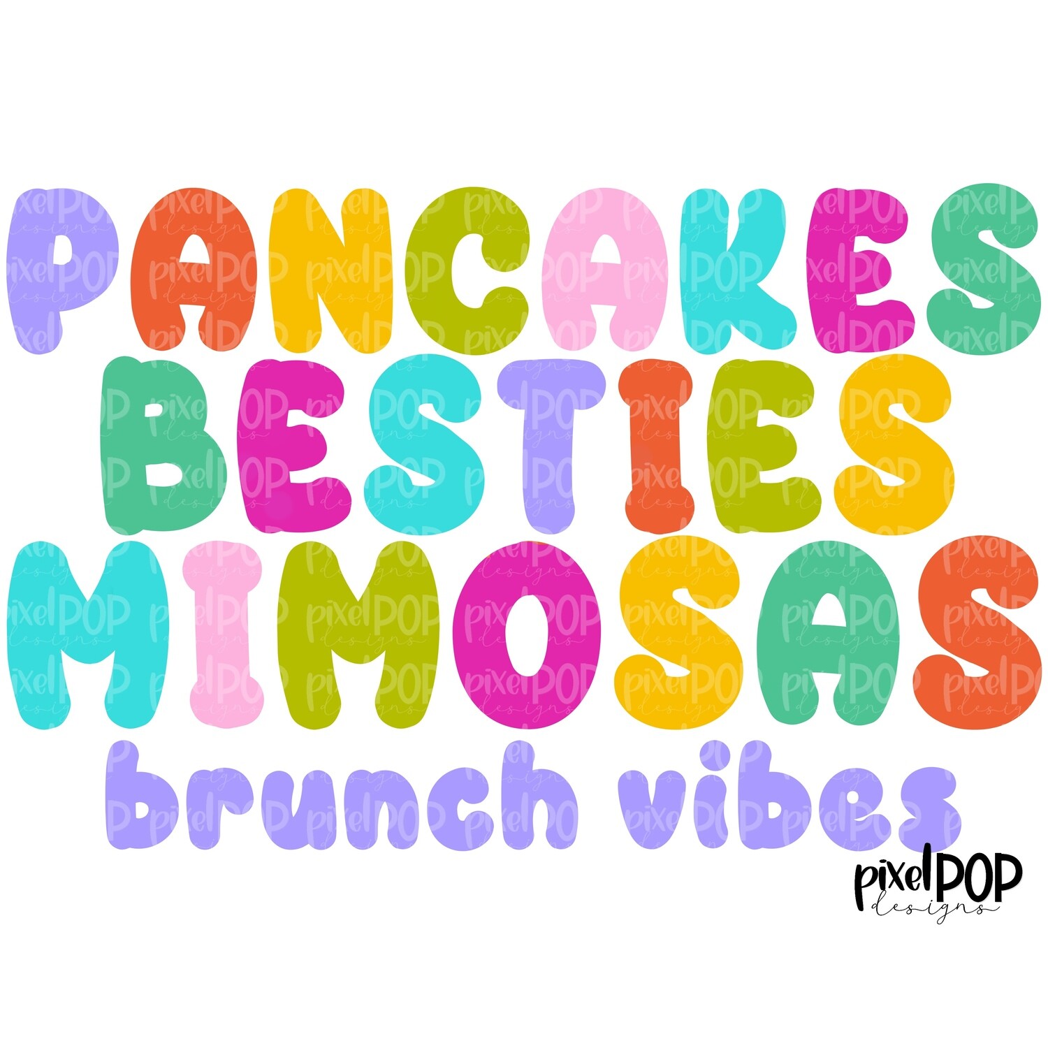 Brunch Vibes Colorful PNG | Brunch | Mimosa  Art | Lunch with Friends | Hand Painted | Breakfast Design | Digital Download | Clip Art