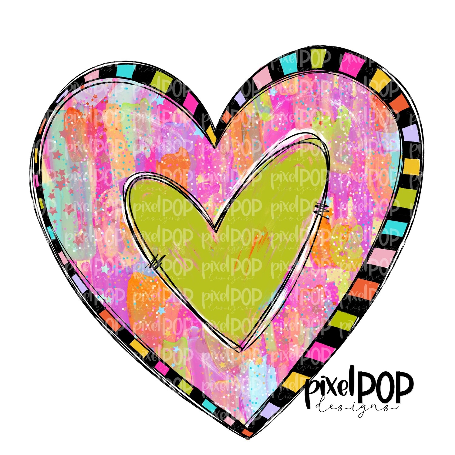 Colorful Paint Stroke Heart PNG | Hand Painted Heart | Digital Design | Printable Art