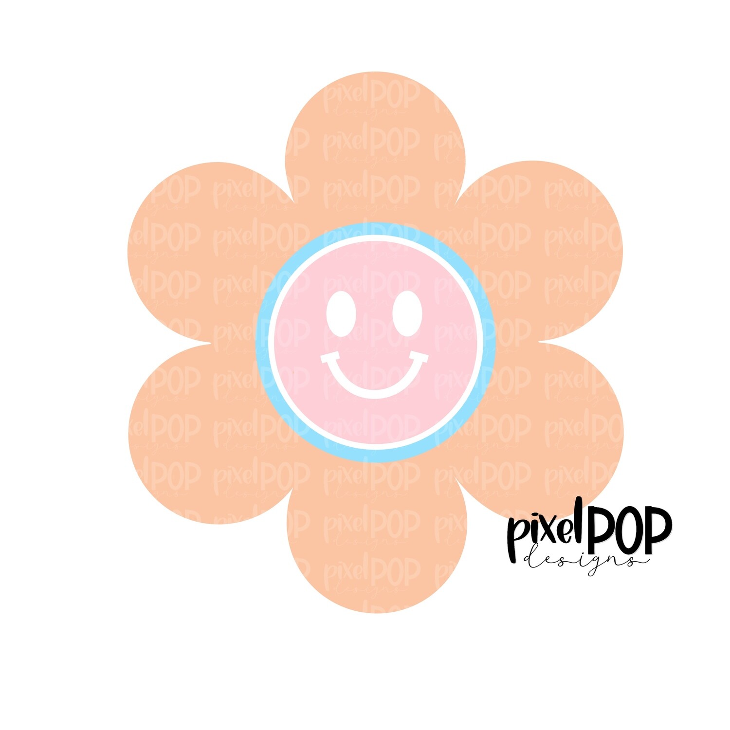 Flower Smiley Peach PNG | Flower | Painted Flower | Spring Flower Sublimation | Hand Painted Digital Art | Digital Design | Printable
