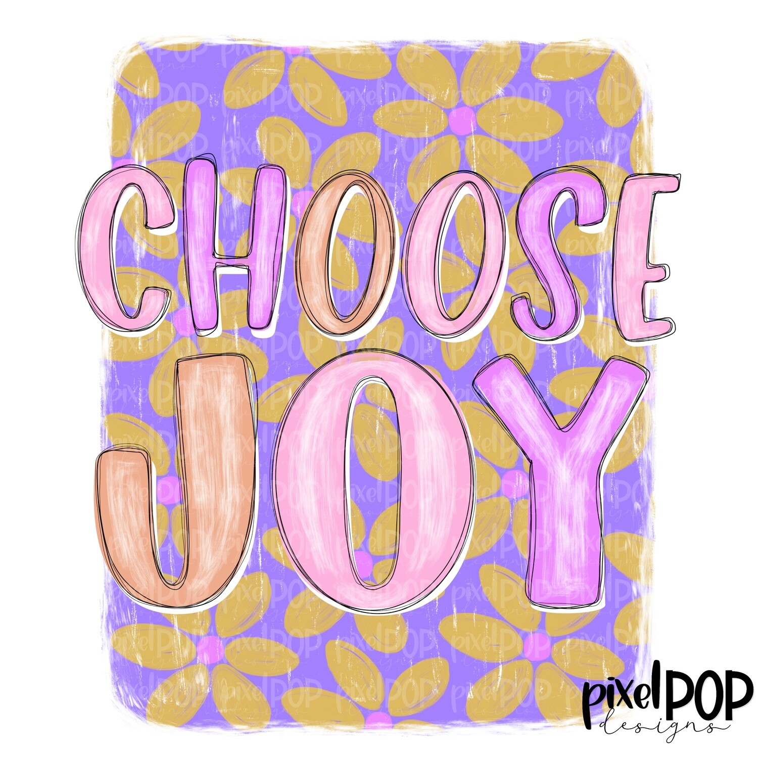 Choose Joy Purple Floral PNG | Religious Art | Art | Leopard Brush Strokes | Hand Painted | Digital Background | Printable