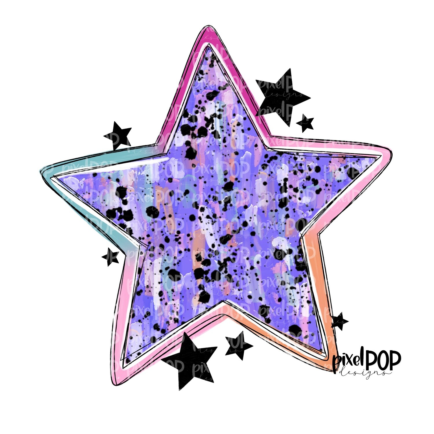 Purple Star with Splatter PNG | Religious Art | Hand Painted | Digital Background | Printable