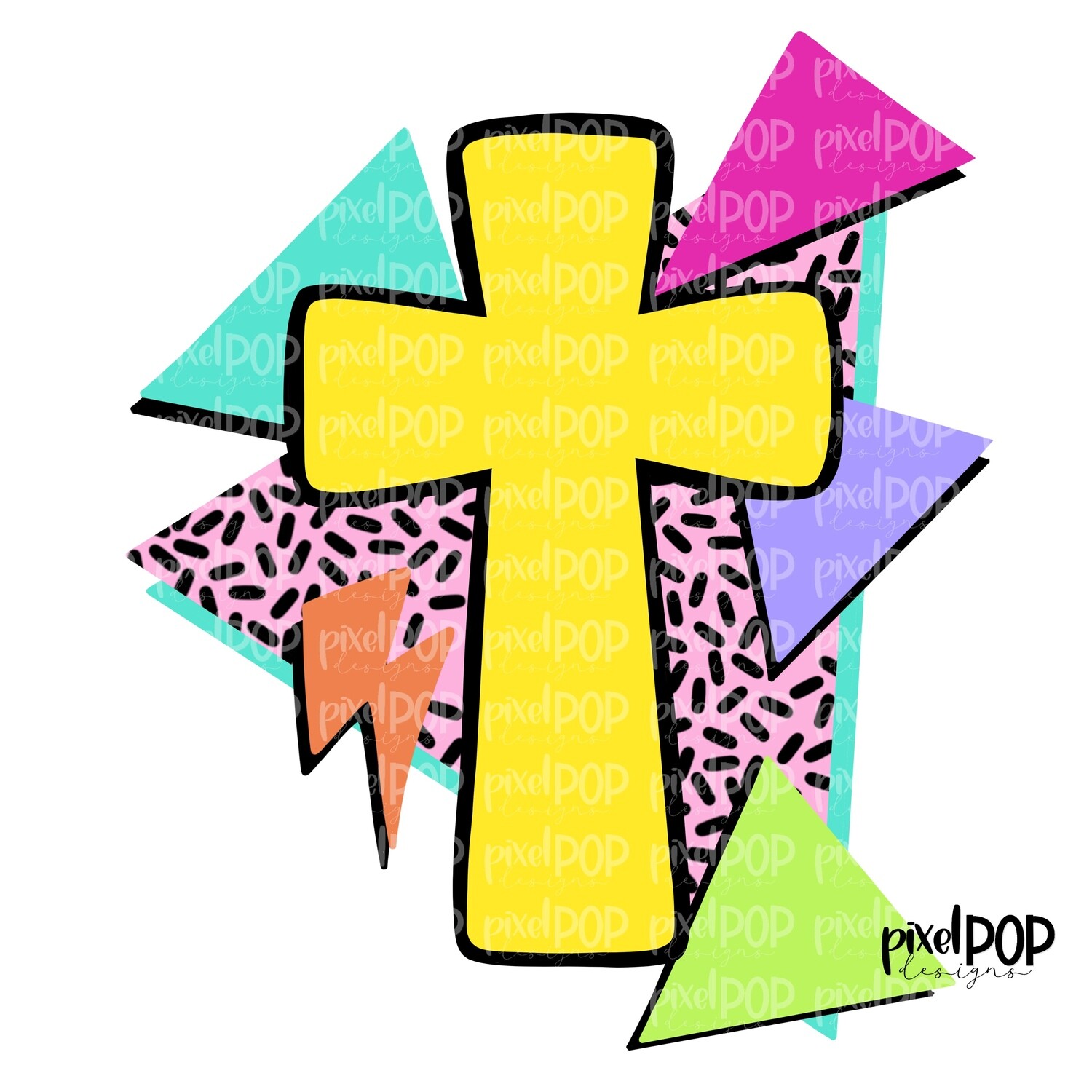 90s Cross PNG | Religious Art | Art | Leopard Brush Strokes | Hand Painted | Digital Background | Printable