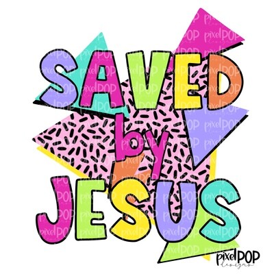 90s Saved by Jesus PNG | Religious Art | Art | Leopard Brush Strokes | Hand Painted | Digital Background | Printable