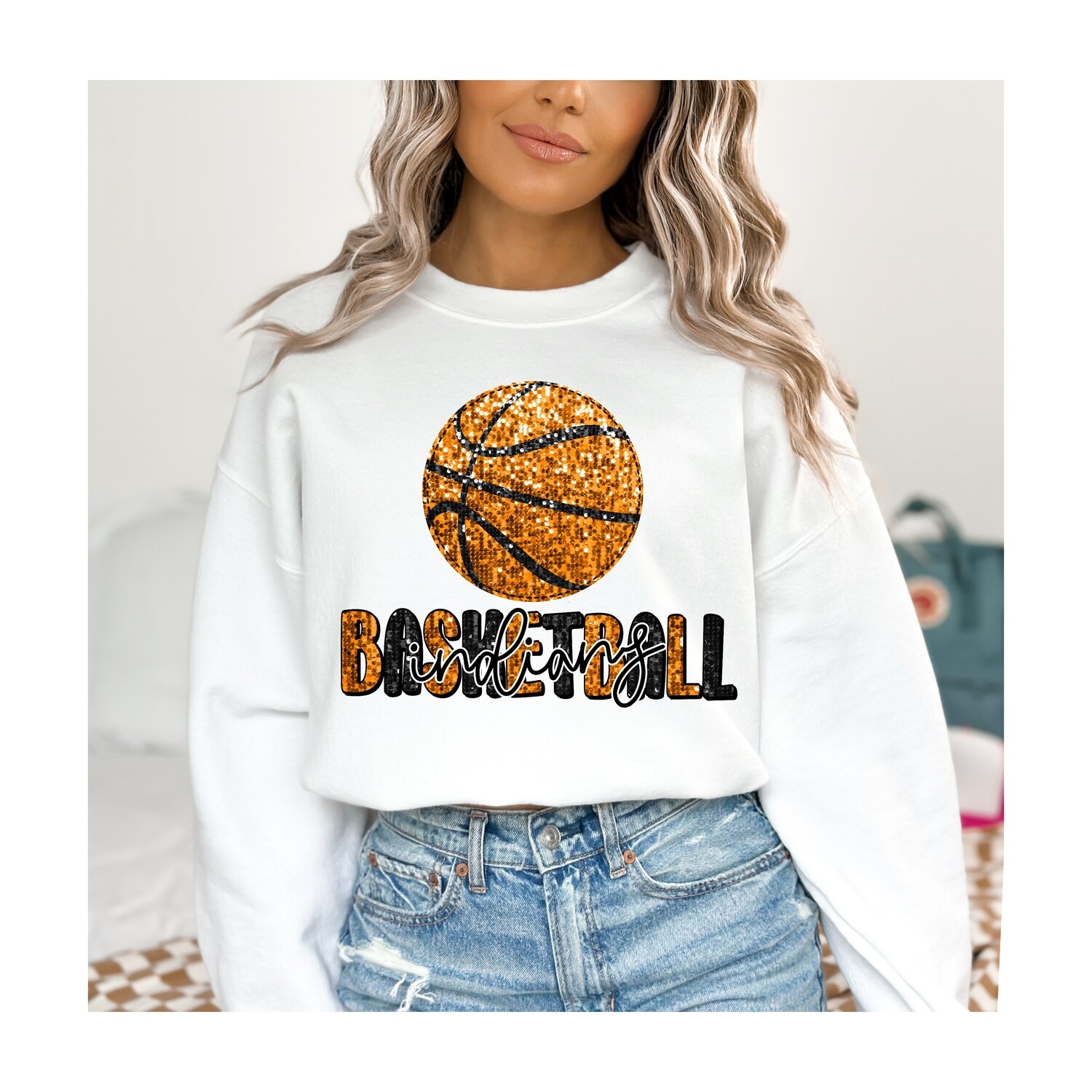 Faux Sequin Basketball Mascot Design with Custom Colors