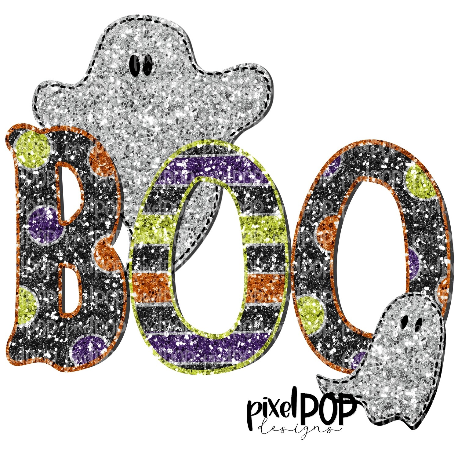 BOO Ghosts Glitter Sequin PNG | Halloween Design | Hand Painted Design | Sublimation PNG | Digital Download | Printable Artwork | Halloween Art