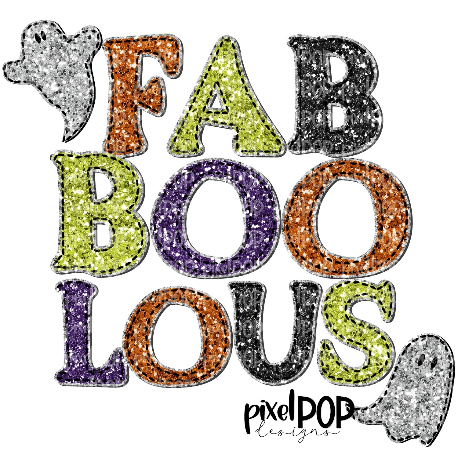 Fab BOO Lous Glitter Sequin PNG | Halloween Design | Hand Painted Design | Sublimation PNG | Digital Download | Printable Artwork | Halloween Art