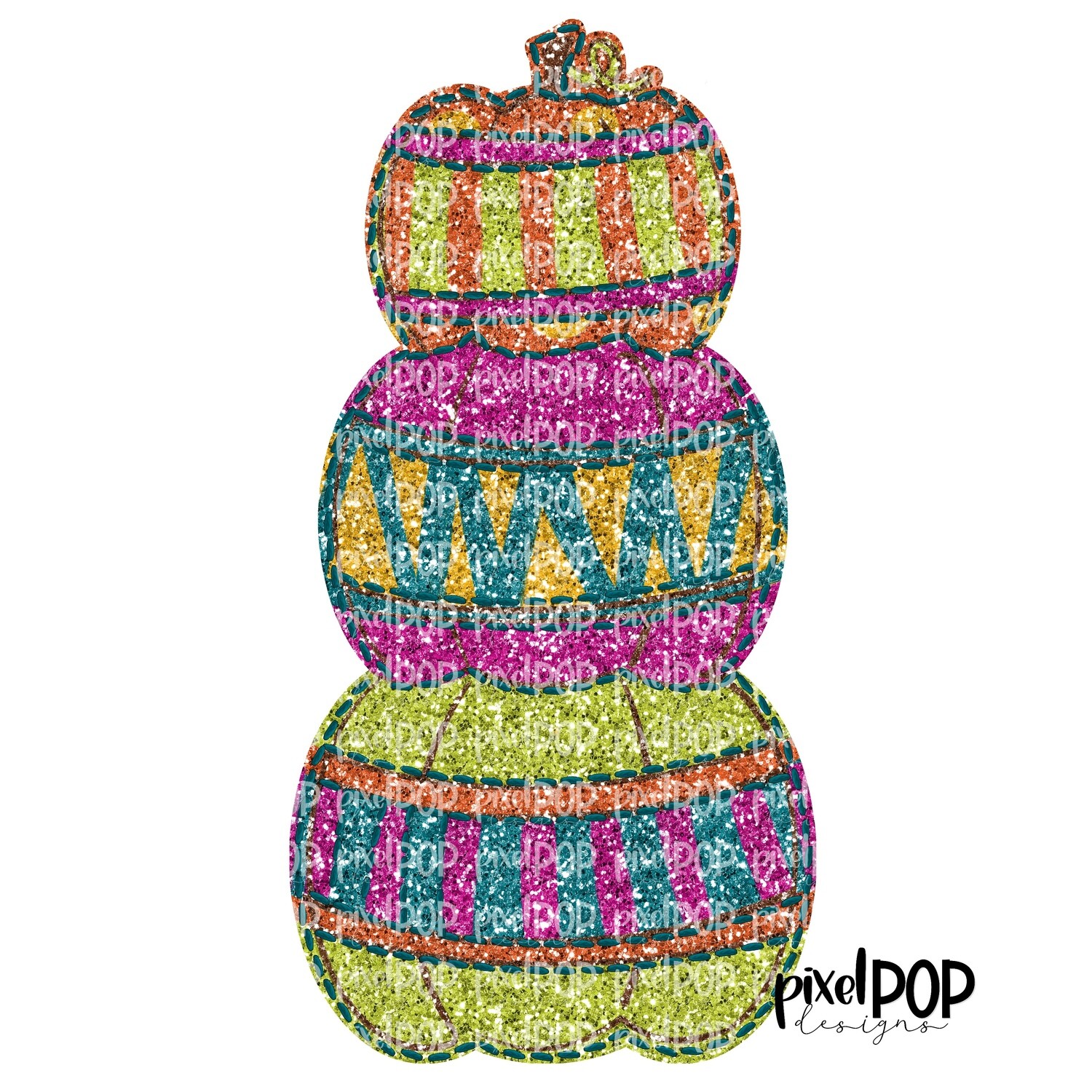 Stacked Pumpkin Trio Glitter Fall PNG | Sublimation Design | Hand Painted Digital Art | Digital Download | Printable Artwork | Pumpkin