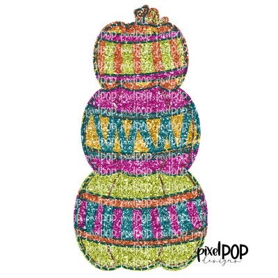 Stacked Pumpkin Trio Glitter Fall PNG | Sublimation Design | Hand Painted Digital Art | Digital Download | Printable Artwork | Pumpkin