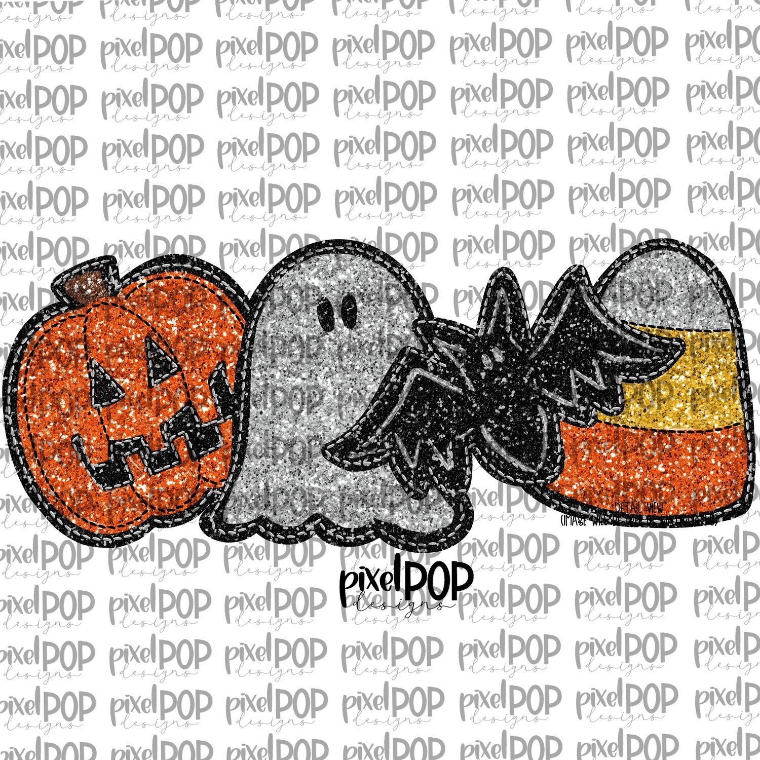 Pumpkin Bat Ghost Candy Corn Faux Glitter Applique PNG | Bats | Bat Design | Hand Painted | Bat Art | Halloween Art | Sublimation PNG | Digital Download | Printable Art