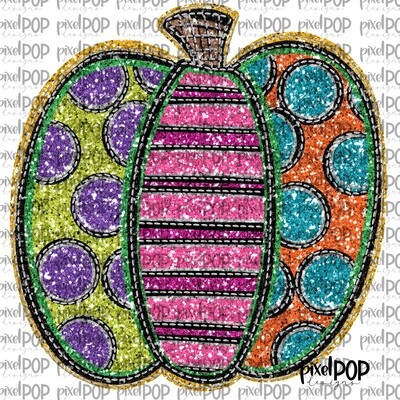 Colorful Faux Glitter Applique Pumpkin PNG | Hand Drawn Digital Art | Sublimation PNG | Digital Art | Printable Artwork | Art