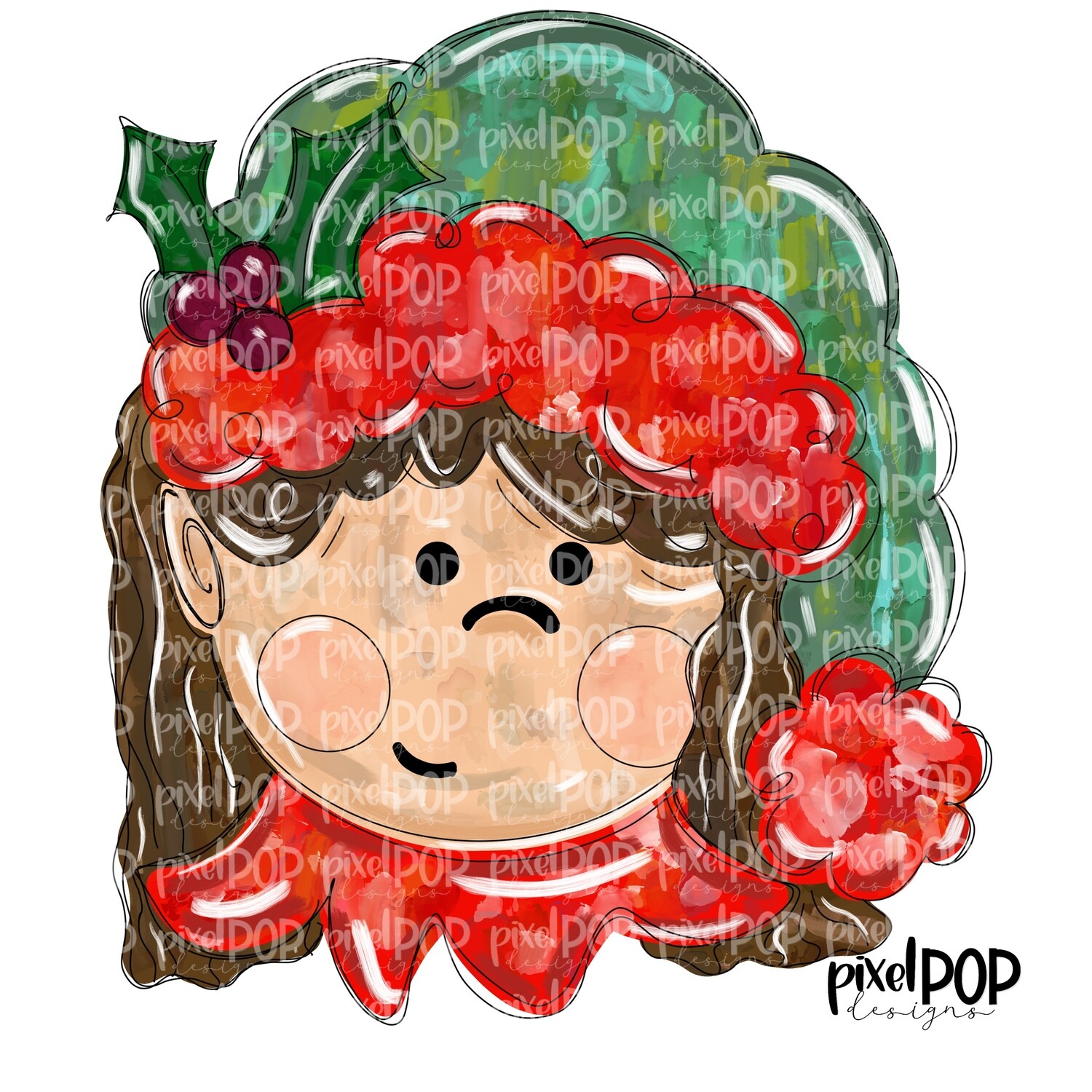 Messy Paint Elf Girl Light Skin Brown Hair PNG | Elf Design | Christmas Design | Sublimation PNG | Christmas | Digital Download | Art