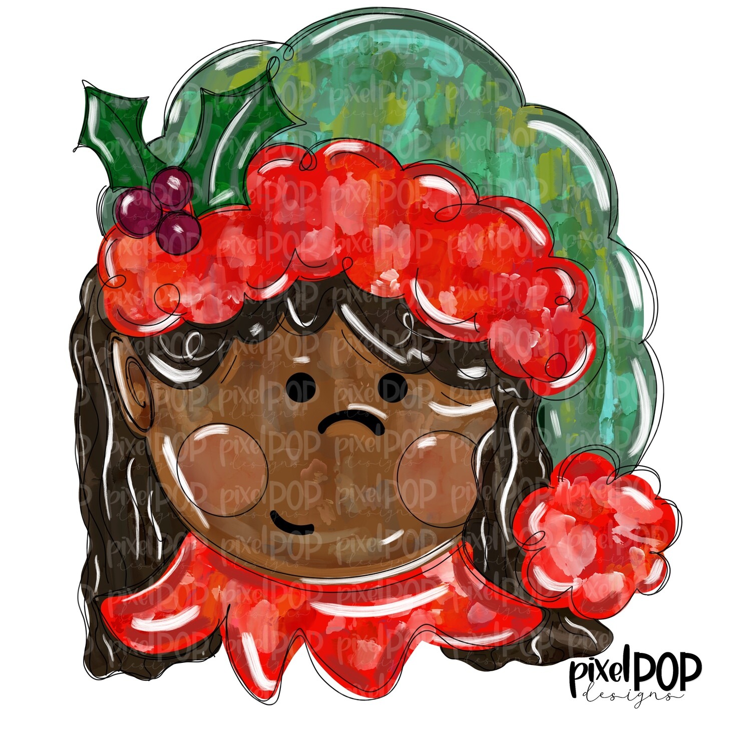 Messy Paint Elf Girl Dark Skin PNG | Elf Design | Christmas Design | Sublimation PNG | Christmas | Digital Download | Art