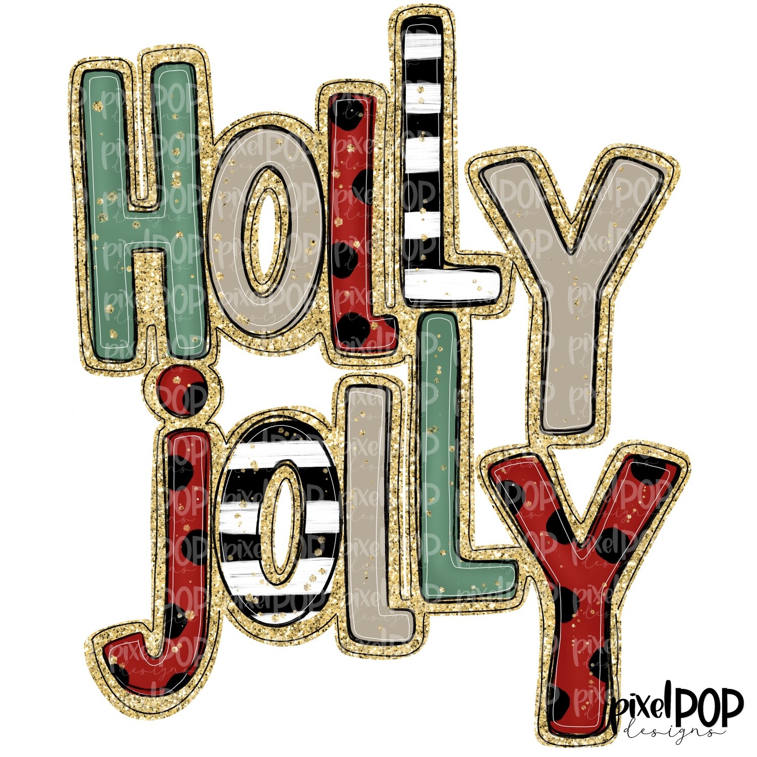 2 DESIGNS: Holly Jolly Moody Festive + Holly Jolly Moody Festive with Leopard Print PNG | Christmas Holiday Sublimation PNG | Hand Drawn Art | Digital Download | Printable